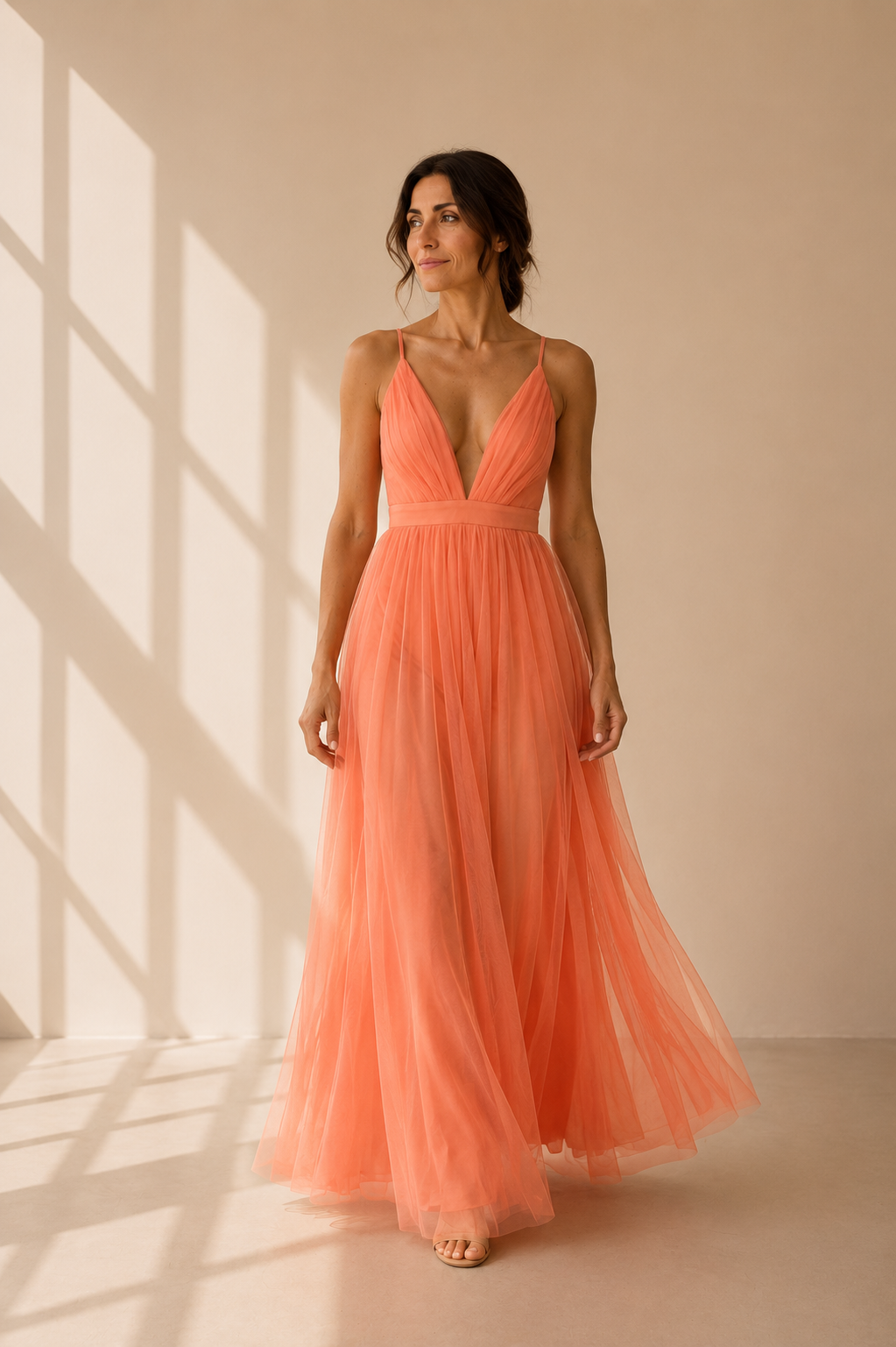 Ginevra | Vestito Lungo Corallo Chiaro