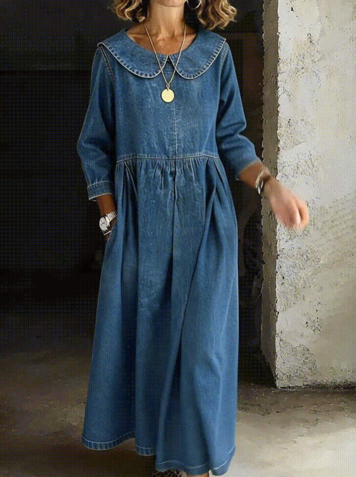 Clara™ | Vestido vaquero con cuello Peter Pan