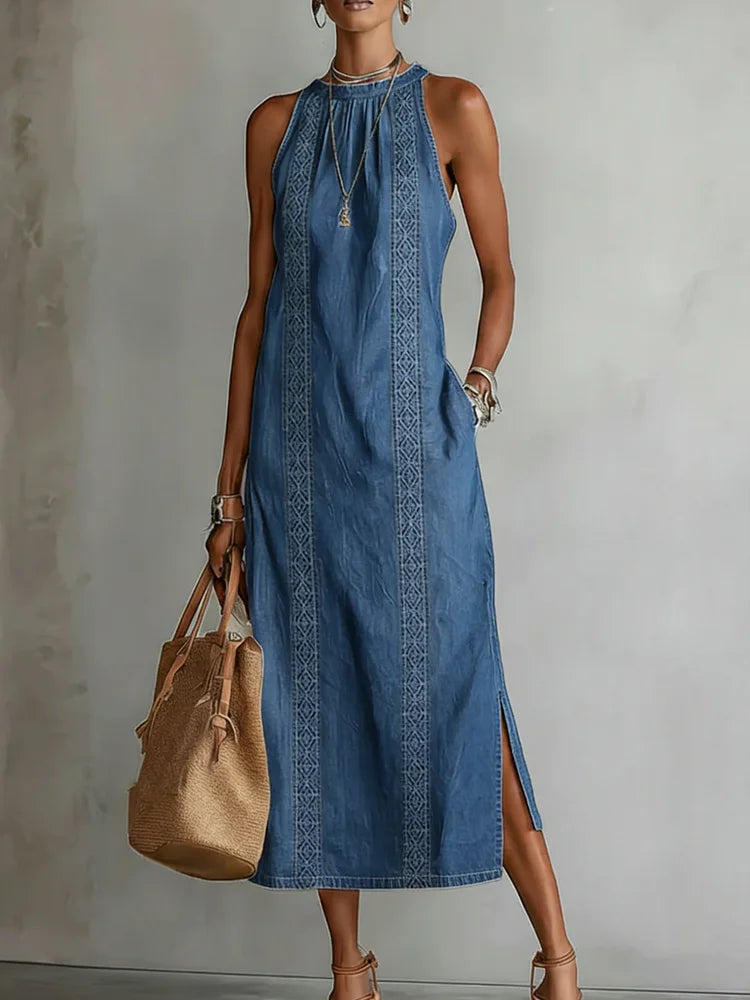 Julia™ | Vestido denim con encaje retro
