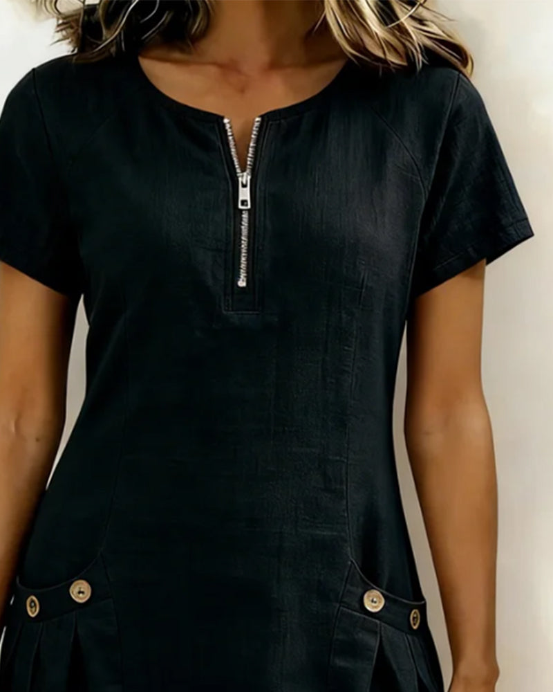 Van Elst Mode® | Vestido de algodón con bolsillo de cremallera