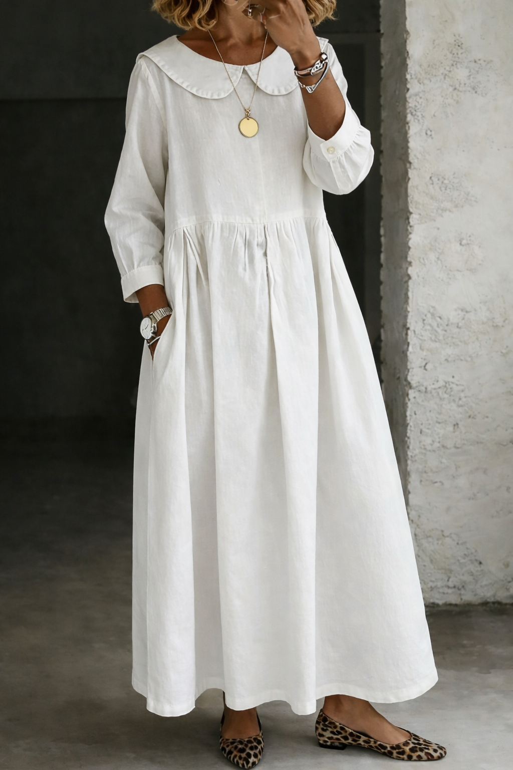 Clara™ | Vestido vaquero con cuello Peter Pan