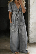 Maya™ | Tuta in denim con scollo a V