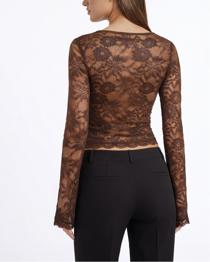 AMARA | Top a maniche lunghe in pizzo
