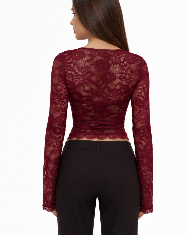 AMARA | Top a maniche lunghe in pizzo