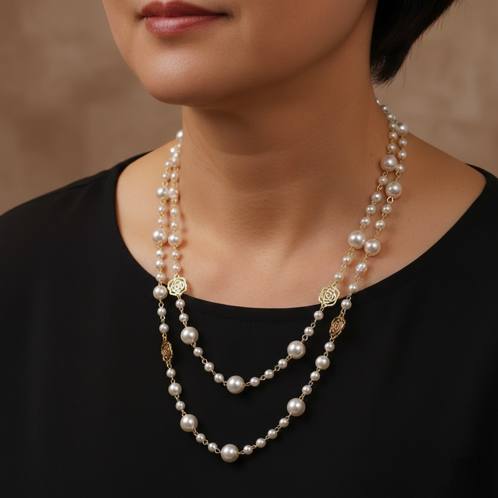 Elegante collana d'oro con perla