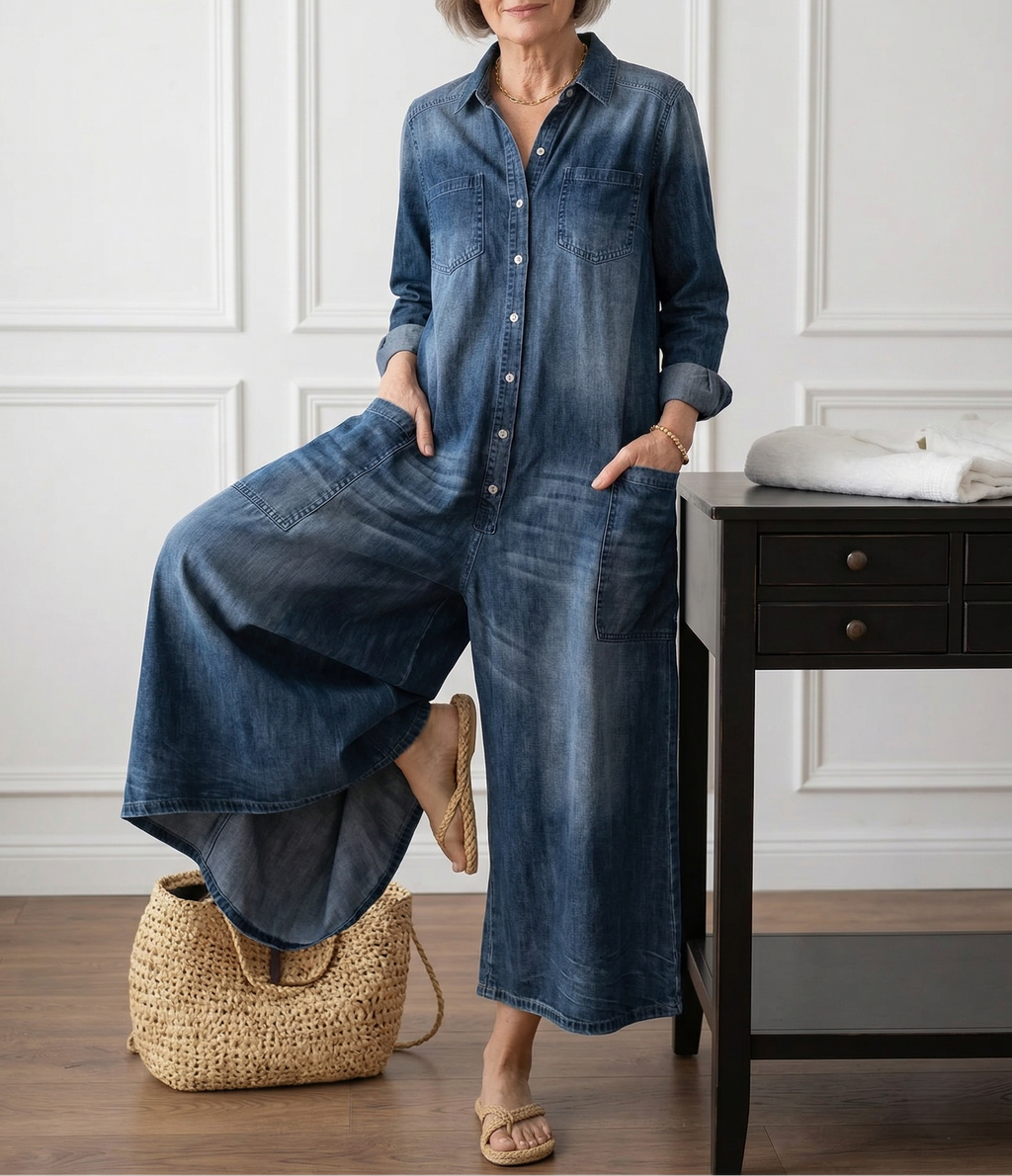 Diana™ | Tuta in denim vintage con bottoni