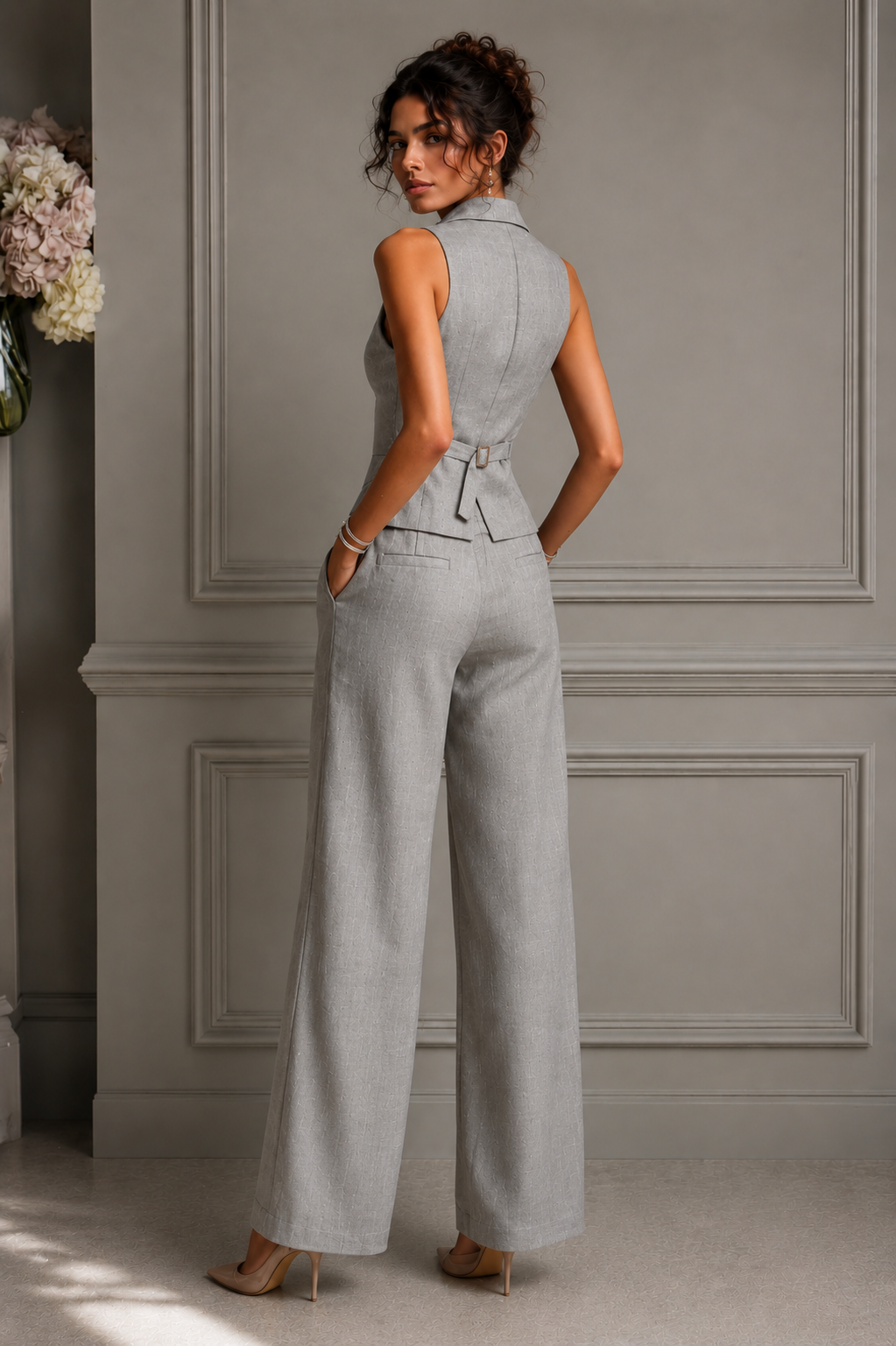 CAROLINA | Completo da donna due pezzi con scollo a V e bottoni