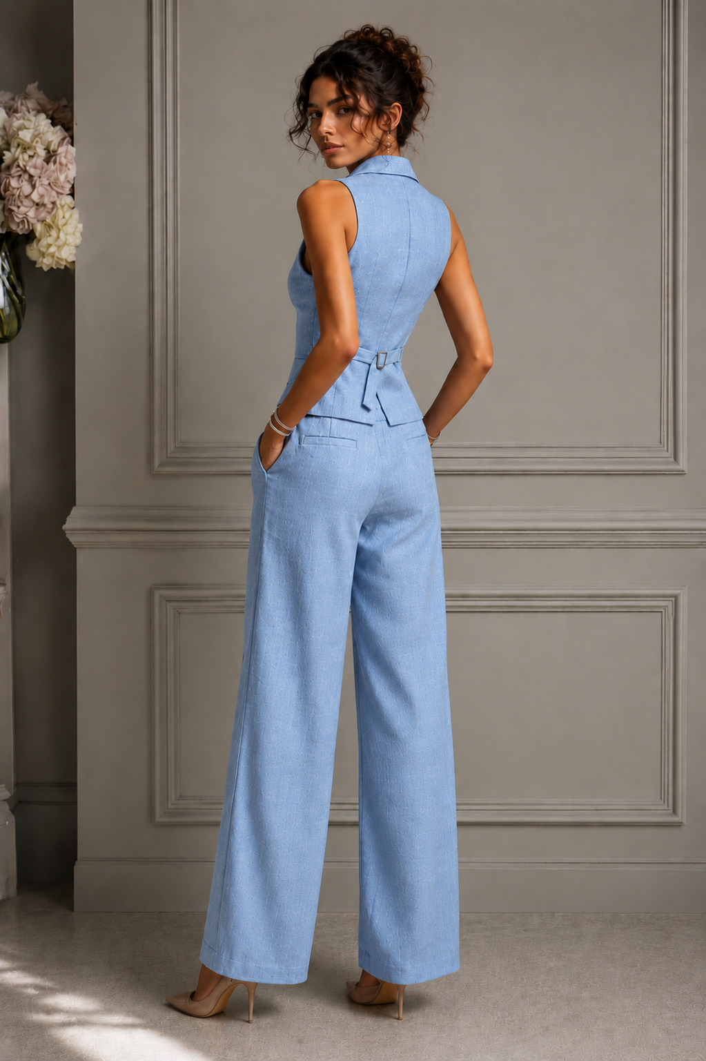 CAROLINA | Completo da donna due pezzi con scollo a V e bottoni