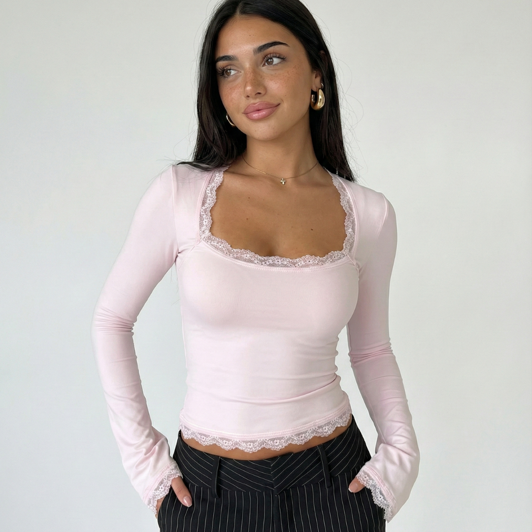 AMARA | Top a maniche lunghe con pizzo