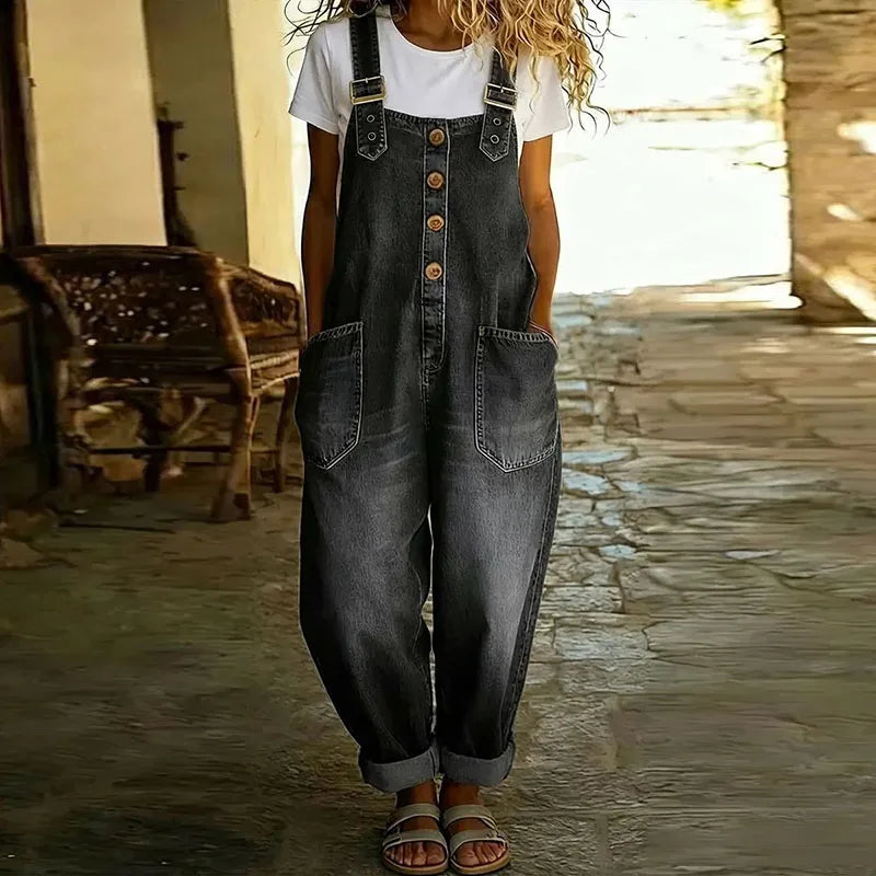 Mae™ | Salopette vintage in morbido cotone effetto denim
