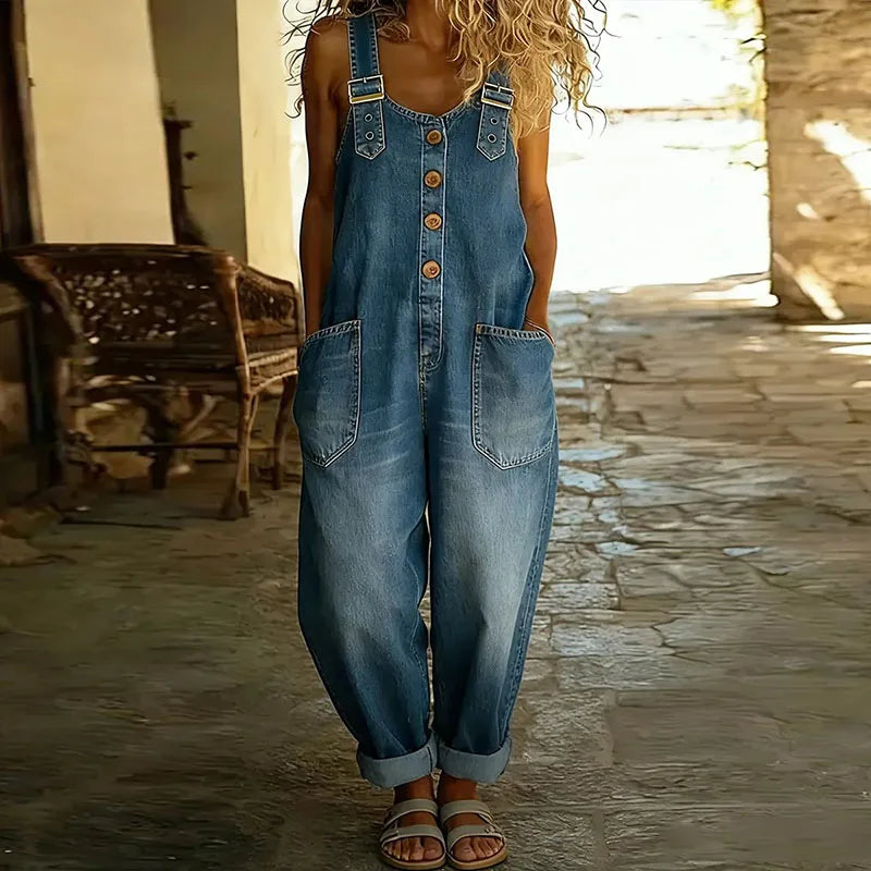 Mae™ | Salopette vintage in morbido cotone effetto denim