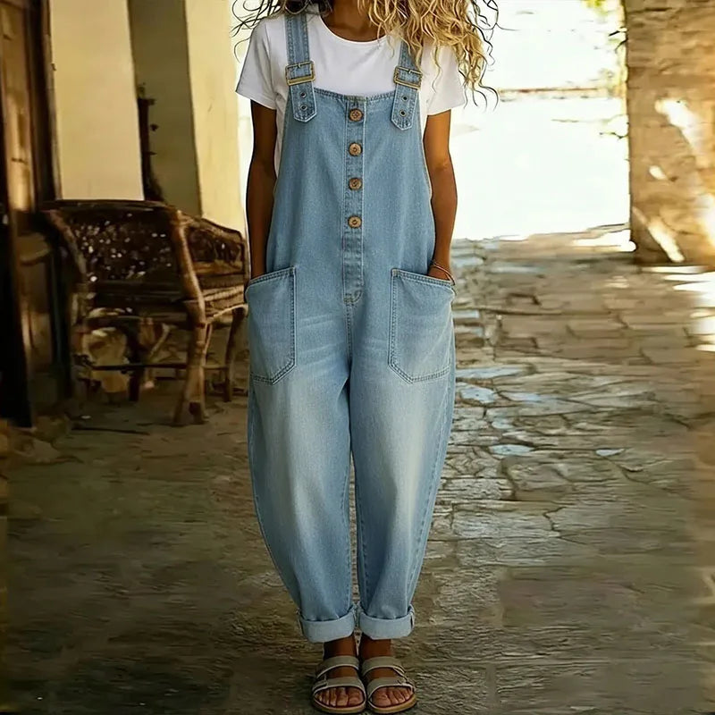 Mae™ | Salopette vintage in morbido cotone effetto denim