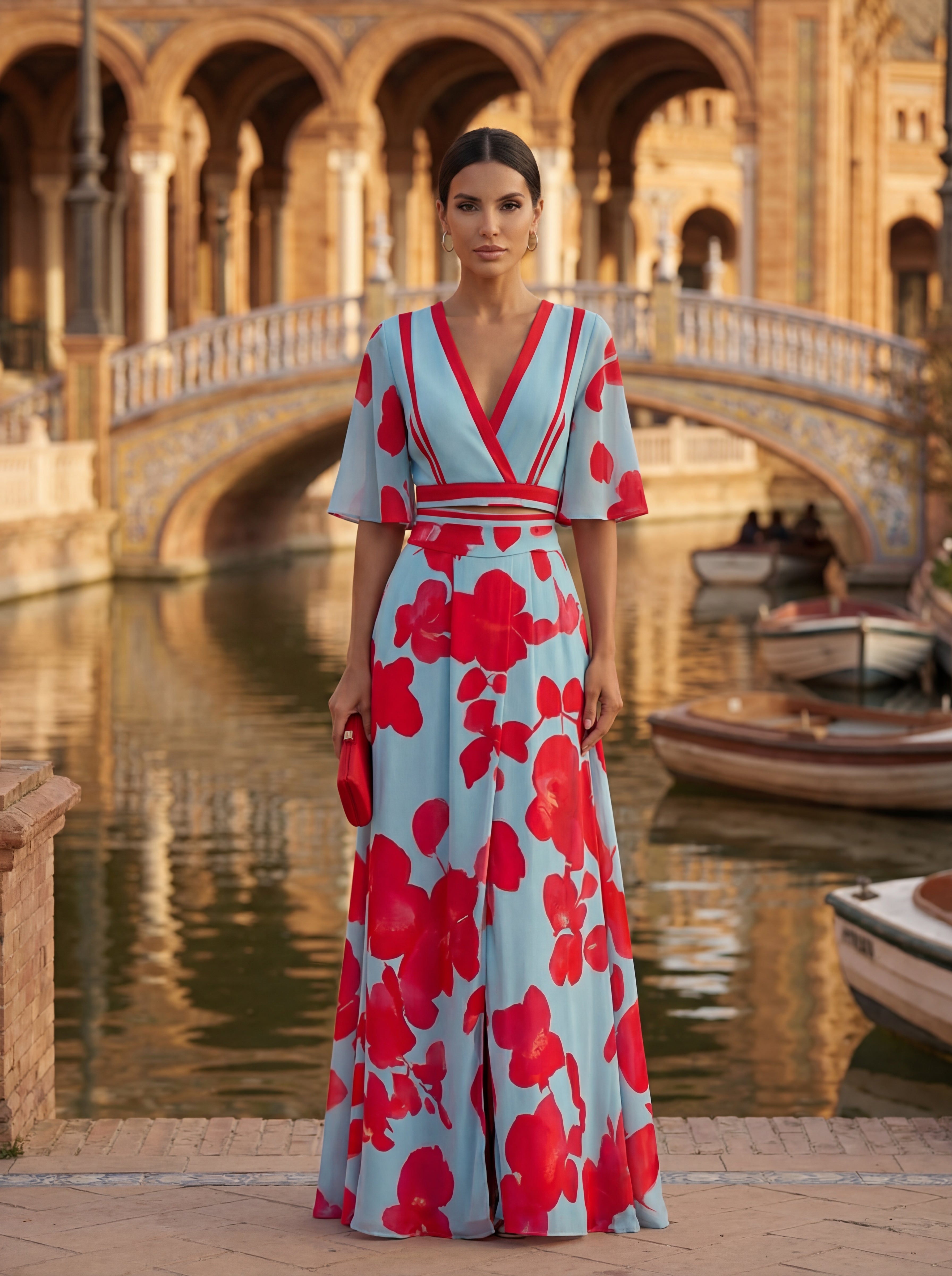 Pilar | Abito lungo elegante con scollo profondo