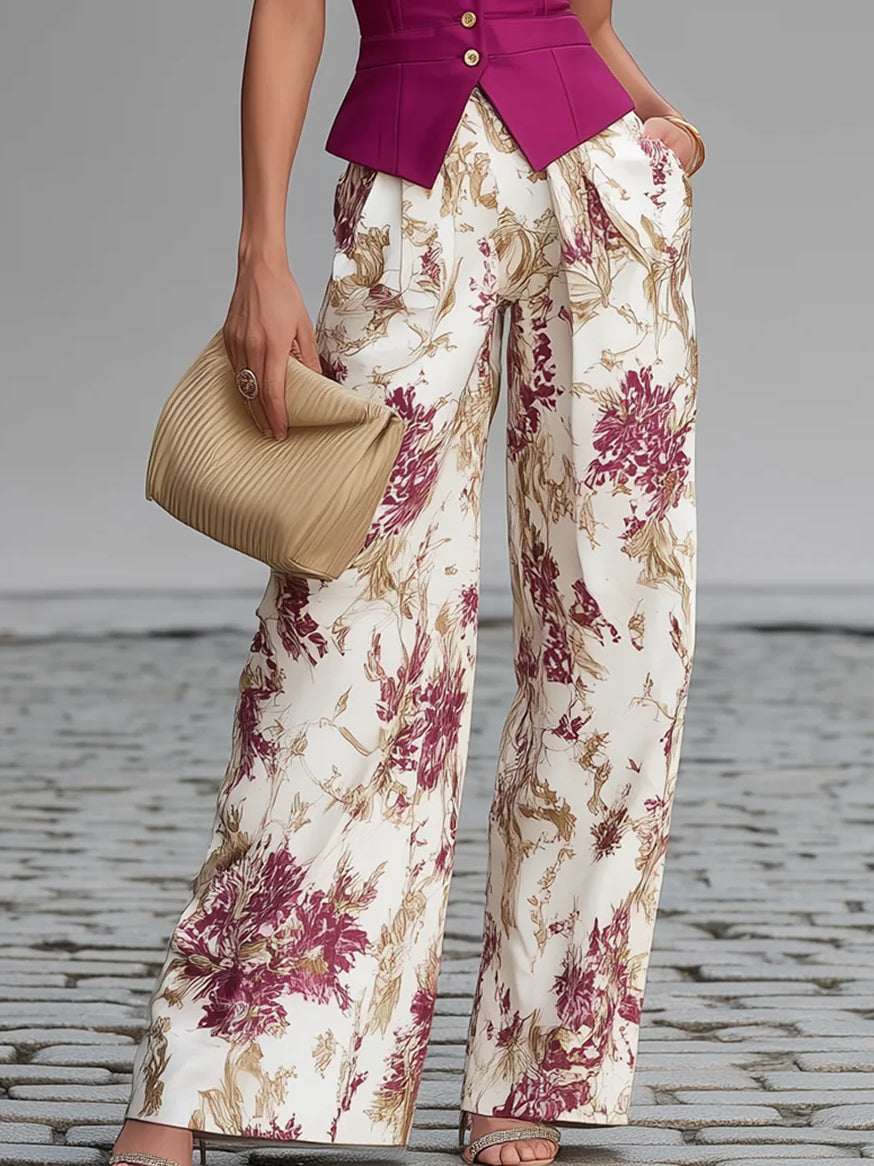 Lila™ | Conjunto con Pantalón Estampado Floral