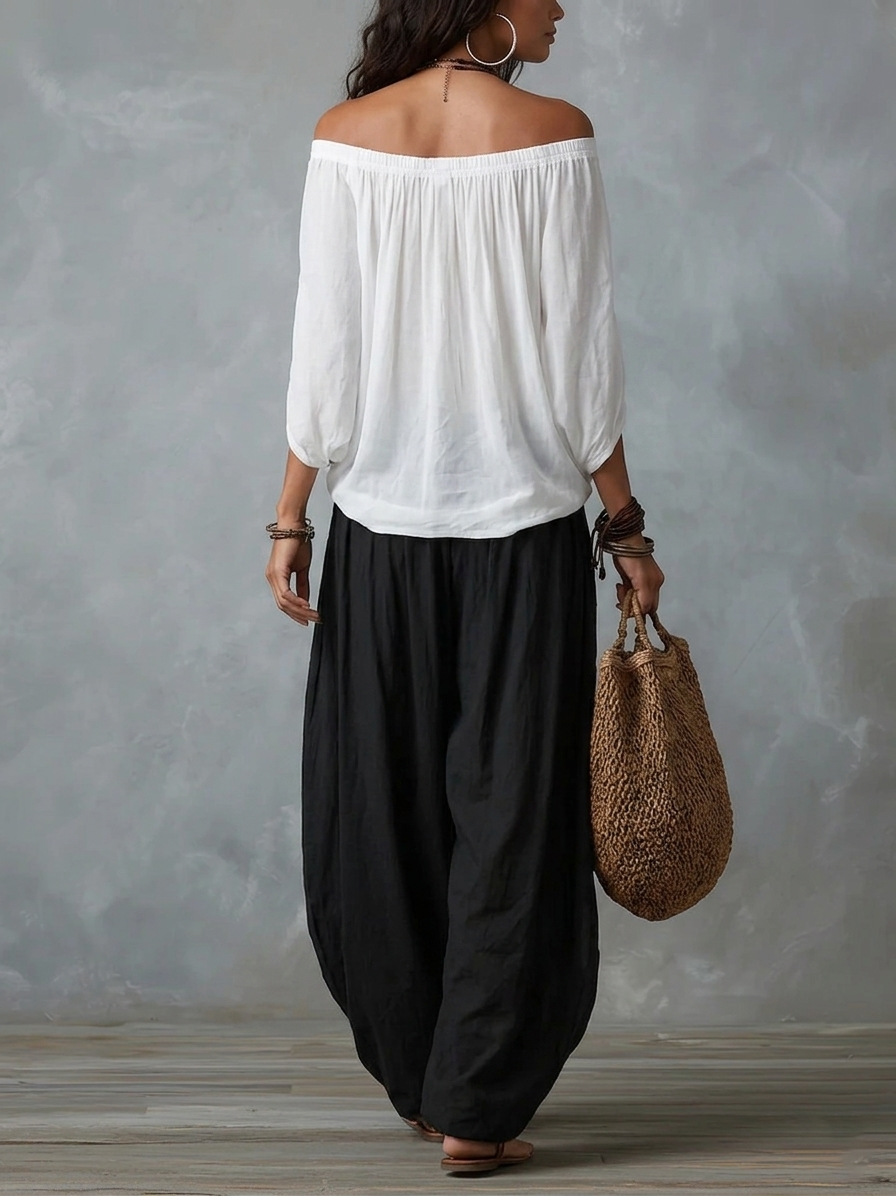 Isabella | Conjunto Bohemio Fluido Pantalón Farol