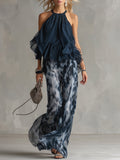 Set Sibanna in chiffon blu navy