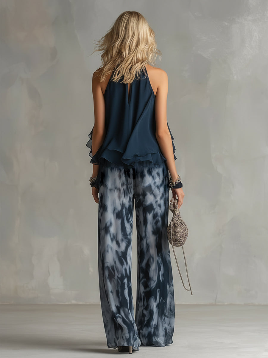 Set Sibanna in chiffon blu navy