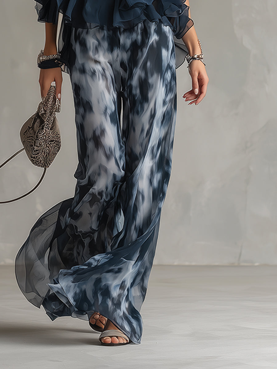 Set Sibanna in chiffon blu navy