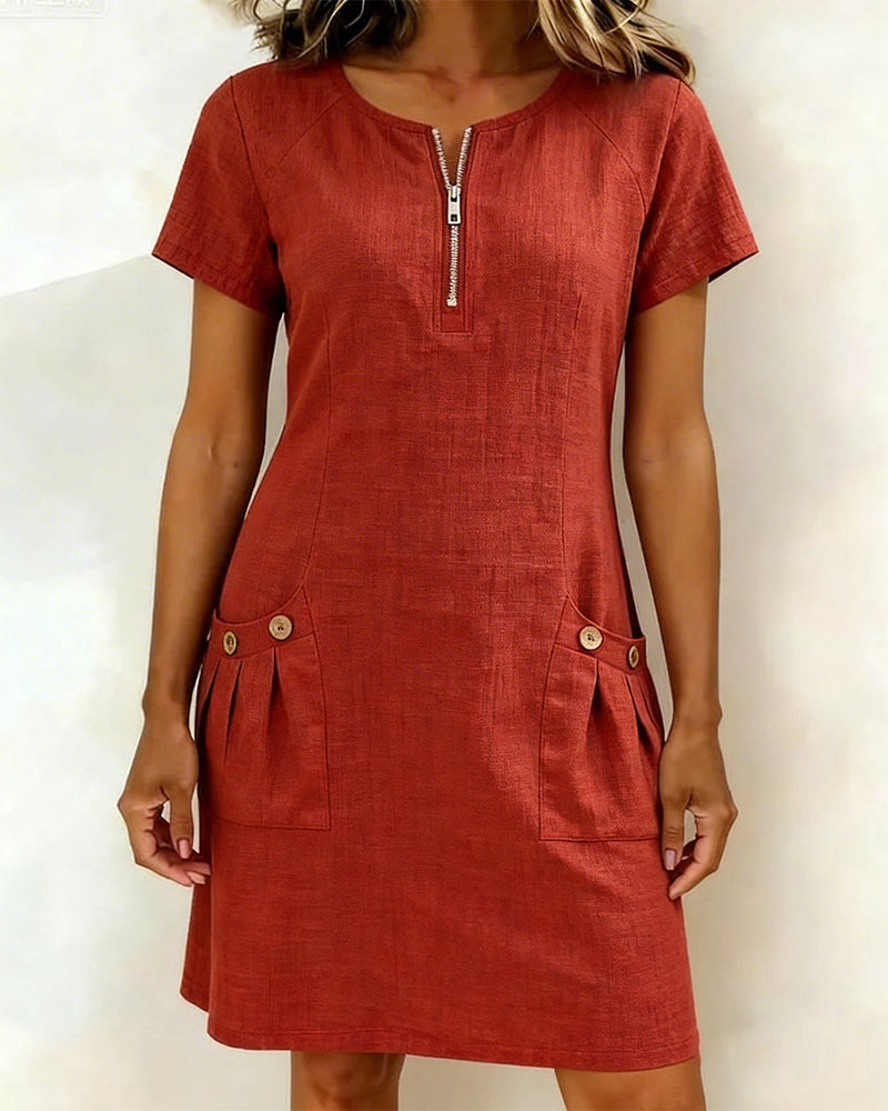 Van Elst Mode® | Vestido de algodón con bolsillo de cremallera