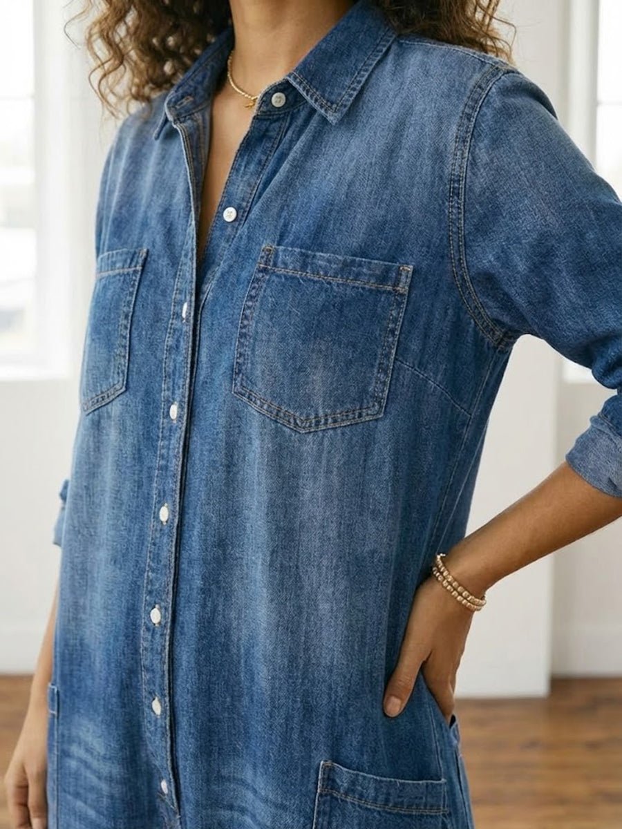 Diana™ | Tuta in denim vintage con bottoni