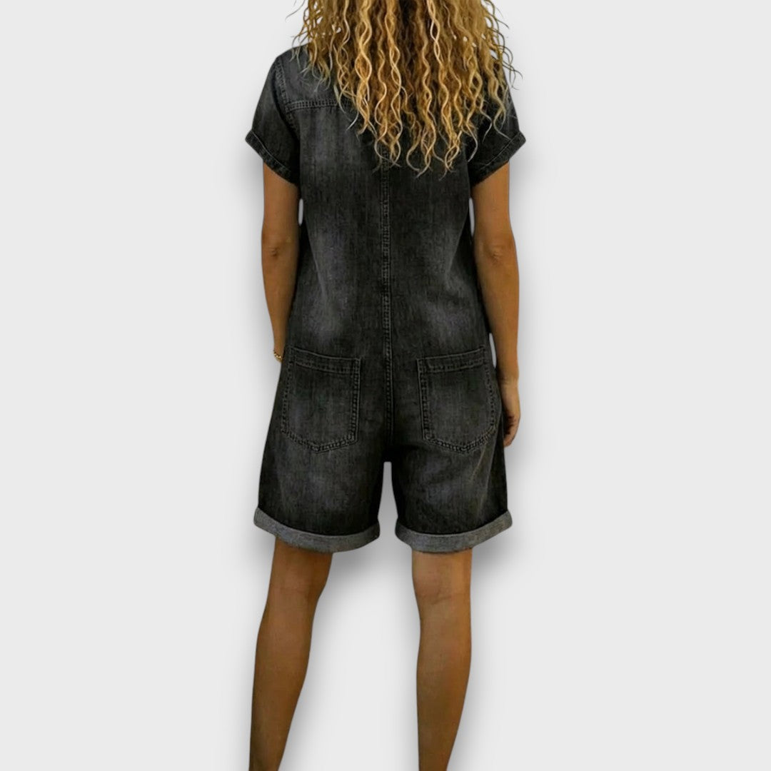 Joan™ | Peto corto de algodón efecto denim
