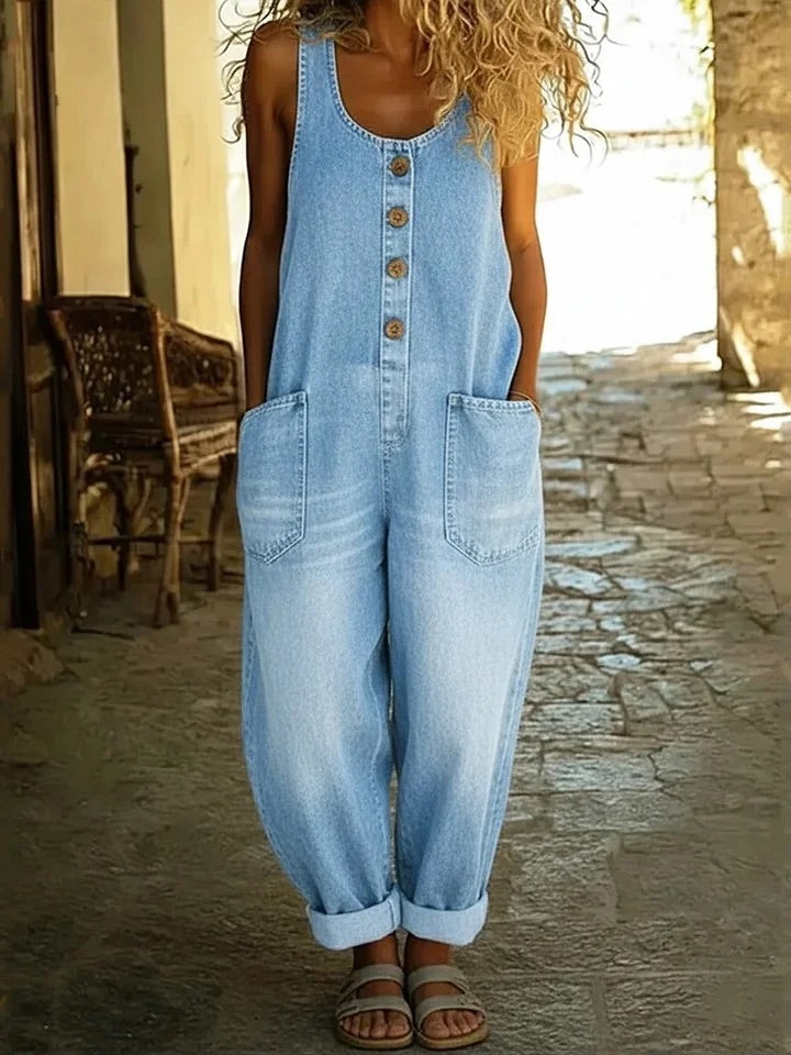 Ruth™ | Salopette in denim di cotone lavato vintage